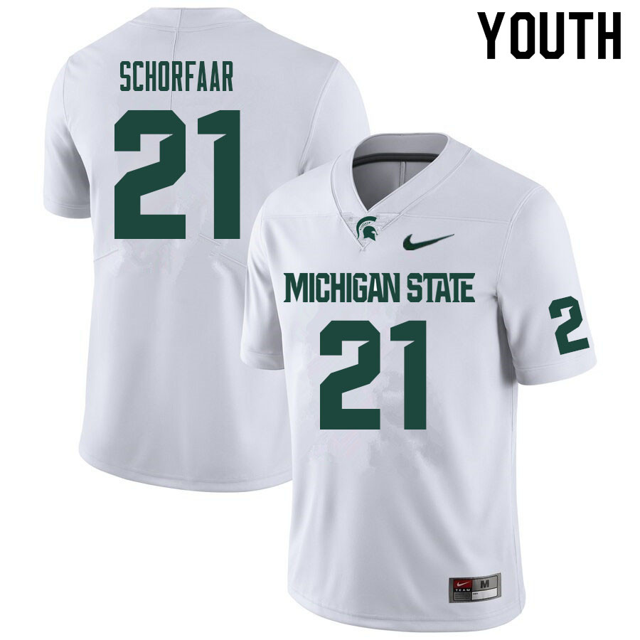 Youth #21 Andrew Schorfaar Michigan State Spartans College Football Jerseys Sale-White